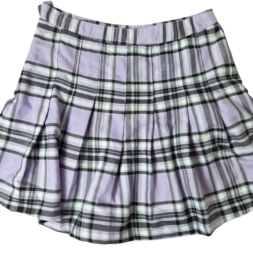 Y2k‎ Purple plaid pleated mini skirt size Medium 90s/2000s school girl skirt
